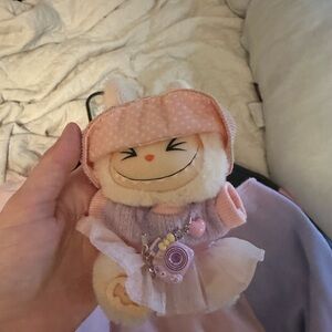 Charming Pink and White Bunny Bag Charm